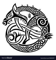 an image of a celtic design with the letter e in it's center and two birds on each side