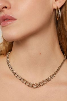 Elegant Chain Necklace with Graduating Pave Crystal Links