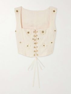 Net A Porter Dolce And Gabbana, Linen Bustier, Flat Dress Shoes, Dress Flats, Raffia Bag, Embroidered Linen, Bustier Top, Fashion House, Women Trends