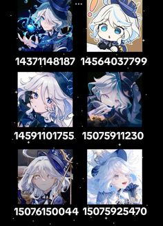 an anime character with different expressions and numbers