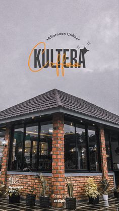 the exterior of a restaurant with an orange and black sign that reads kuttera