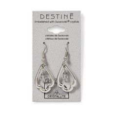 Destine Trefoil Dangle Earrings Crystallite Destine Trefoil Dangle Earrings | Silver | Trefoil Dangle | Sally Beauty Wardrobe Fashion, Dangle Earrings Silver, Sally Beauty, Drop Design, Swarovski Stones, Drops Design, Austrian Crystal, Silver Earrings Dangle, Earrings Silver