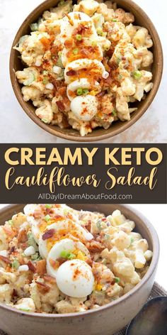 creamy keto cauliflower salad with hard boiled eggs