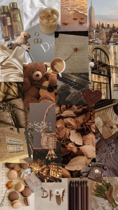 a collage of pictures with teddy bears and other things