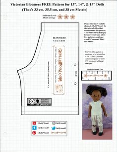 the pattern for this doll's dress is shown