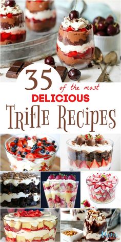 the cover of 35 delicious trifle recipes