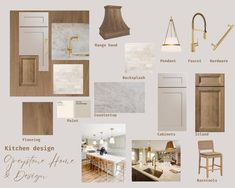 the kitchen design board is shown with all kinds of appliances and accessories, including an island sink