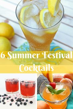 six summer festival cocktails with lemon and blueberries