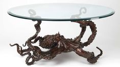 an octopus coffee table with glass top