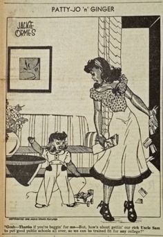 an old newspaper article with a woman and child