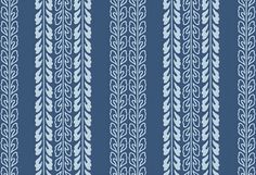 a blue and white striped pattern with leaves on it's sides, as well as the