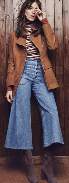 Retro Turtleneck Outfit, 70s Style Jacket, Seventies Aesthetic Outfits, 70s Brown Leather Jacket Outfit, Seventies Inspired Outfits, 1970s Leather Jacket, 70s Jacket Outfit, Fall Outfits 70s Inspired, Seventies Fashion 1970s Outfits