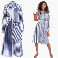 Reposhing This Item I Purchased From @Cashmere_peony. Loved It, But Ready To Rotate For Something New. Never Worn Too Small For Me Striped Casual Dresses, Dress Shirt Dress, Tie Waist Shirt, Gamine Style, Striped Jeans, Striped Tie, Button Down Dress, Crew Shirt, Spring Summer Outfits