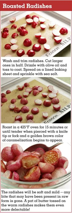 how to make roasted radishes in the oven with pictures and instructions on how to cook them