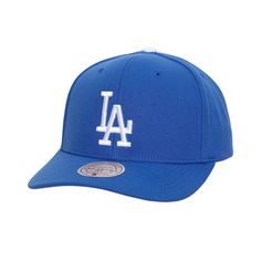 Elevate your devotion to the Los Angeles Dodgers with this Team Pro cap. Constructed by Mitchell & Ness, this hat features stunning Los Angeles Dodgers graphics embroidered on the crown and side. The snapback closure will ensure you have the perfect fit.Elevate your devotion to the Los Angeles Dodgers with this Team Pro cap. Constructed by Mitchell & Ness, this hat features stunning Los Angeles Dodgers graphics embroidered on the crown and side. The snapback closure will ensure you have the perf Classic Blue Baseball Cap With Flat Brim, Classic Blue Snapback Fitted Hat, Classic Blue Flat Brim Baseball Cap, Throwback Curved Bill Adjustable Hats, Throwback Adjustable Curved Bill Hats, Blue Hats With Embroidered Logo And Curved Brim, Blue Fitted Hat With Embroidered Logo And Curved Brim, Throwback Adjustable Hat With Curved Brim, Adjustable Throwback Hat With Curved Brim