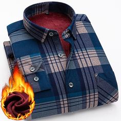 Season:Winter; Function:Soft,Stretchy; Fabric:95% Polyester 5% Spandex; Sleeve Length:Long Sleeve; Look After Me:Machine wash,Washable; Gender:Men's; Style:Fashion,Smart Casual,Business,Formal,Casual; Includes:Shirt; Elasticity:Micro-elastic; Tops Type:Dress Shirt,Flannel Shirt,Button Up Shirt,Collared Shirt; Occasion:Back to Office,Party,Wedding,Work; Age Group:Teenager,Adults'; Fit Type:Slim; Pattern:Tartan; Design:Button-Down; Neckline:Turndown,Square Neck; Special Size:Normal; Front page:FF; Winter Long Sleeve Shirt With Buttons, Fitted Long Sleeve Flannel Shirt For Winter, Winter Shirt With Button Closure And Casual Collar, Winter Shirt With Button Closure, Slim Fit Winter Button-up Top, Winter Button-up Slim Fit Tops, Slim Fit Button-up Winter Top, Winter Blue Buttoned Flannel Shirt, Blue Buttoned Flannel Shirt For Winter