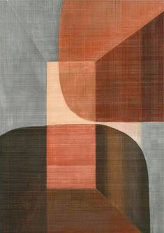 an abstract painting with brown, orange and grey colors on it's surface is featured in this image