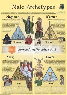 an illustrated poster with different types of people in medieval clothing and text on it's sides