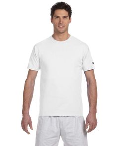 Adult 6 oz. Short-Sleeve T-Shirt - WHITE - S | Champion T525C Heritage 6-Oz. Jersey Top in White Size Small | Cotton Mens Clothing Store, Champion Shorts, Wholesale Shirts, Online Mens Clothing, Jersey Top, Jersey Tee, Unisex Shorts, Calgary, Shoulder Sleeve