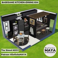 the sims 4 nocc kitchen and dining area is shown in this graphic representation