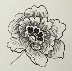 a black and white drawing of a flower