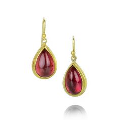 Teardrop Red Tourmaline Drop Earrings Class Jewelry, Red Tourmaline, Yellow Gold Earrings, Lilac Color, Yellow Gold Earring, Earrings Collection, Rarity, Ear Wires, Red Yellow