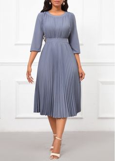 Color:Dusty Blue;Size:S;Size:M;Size:L;Size:XL;Size:XXL;Color:Dusty Blue;Package Contents:1 X Dress;Occasion:Work;Style:Elegant; Dusty Blue Modest Bridesmaid Dresses, Elegant Church Dresses, Uniform Ideas, Corporate Dress, Modern Church, Church Outfit, Church Dress, Stylish Short Dresses, Waistcoat Dress