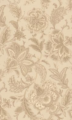 an image of a wallpaper with flowers and leaves in beige colors on a white background