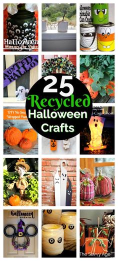 25 recycled halloween crafts that are easy to make and fun for the whole family, including pumpkins