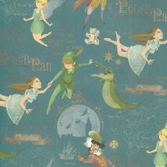 the disney princess and the frog wallpaper is blue with green tinkerbells