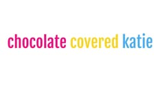 the words chocolate covered kate are in multicolored letters on a white background,