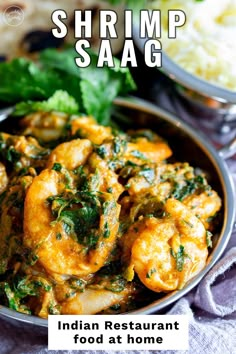 Indian Shrimp Recipes, Shrimp And Spinach Recipes, Indian Prawn Recipes, Indian Takeout, Saag Recipe, India Recipes, Prawn Dishes, Pescetarian Recipes, White Sauce Recipes