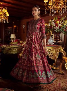 Contrast Dupatta, Anarkali With Dupatta, Sheer Dupatta, Printed Anarkali, Pink Peacock, Net Dupatta, Thread Work, Floral Motifs, Fashion Labels