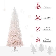 a white christmas tree with red lettering on it and instructions for how to set up