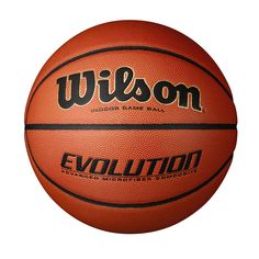 an orange and black basketball with the word wilson on it's side, against a white background