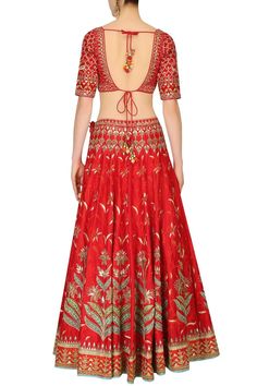 The color of this blouse is red and fabric is silk. This red color blouse is heavily embroidered with gotta patti. This blouse can be customized in any color wi Traditional Designer Dresses, Bridal Red Lehenga, Heavy Bridal Lehenga, Pink Color Combination, Curated Outfit, Gotta Patti, Color Blouse, Pink Lehenga, Red Lehenga