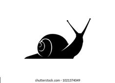 a black and white silhouette of a snail