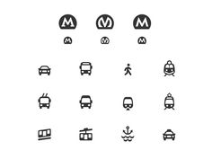 the icons for metro trains and subways are shown in black on a white background