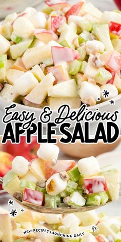 Apple Salad Macaroni Salad With Apples, Waldorf Salad With Marshmallows, Apple And Orange Salad, Fruit Salad With Mayonnaise, Apple Marshmallow Salad, Apple Salad Recipe Waldorf, Marshmallow Salad Recipe, Apple Salad With Marshmallows, 7 Cup Salad