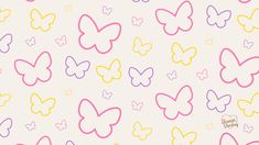 colorful butterflies on a white background with pink, yellow, and blue colors in the middle