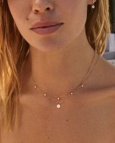 This dainty diamond necklace is a beautiful and timeless piece made with solid gold and sparkling diamonds. Its simple yet elegant design looks stunning on any neckline, and its adjustable chain length offers the versatility of being able to wear it at different lengths. We love to pair our Diamond Pavé Necklace with other coordinating styles from the collection, specifically the Diamond Pavé Flutter Necklace. Diamond Pavé Necklace in 14k Solid White Gold, Women's by gorjana Earrings Stacking, White Aura, Pave Necklace, Dainty Diamond Necklace, Orange Agate, Yellow Opal, Necklace Diamond, 14k Gold Necklace, Mix Style