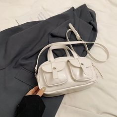 45755789181149 Office Crossbody Shoulder Bag With Pockets, Trendy Rectangular Chest Bag With Pockets, Rectangular Office Bag With Pockets, White Leather Bags With Pockets, Y2k Female, Travel Messenger Bag, Y2k Shoulder Bag, Denim Crossbody, Shoulder Belt