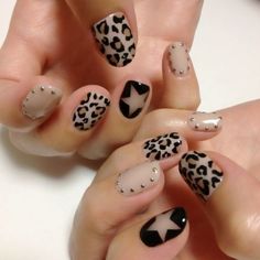 Leopard Nail Art, Cute Simple Nails, Pretty Nail Designs, Dope Nail Designs, Short Square Acrylic Nails, Nail Powder, Kawaii Nails