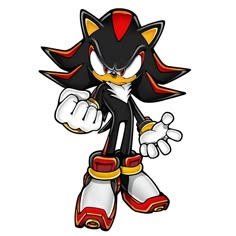 an image of a black and white sonic the hedge character