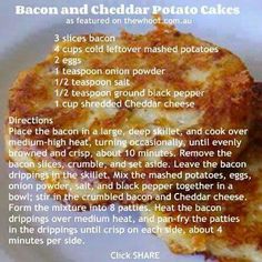 the recipe for bacon and cheddar potato cakes