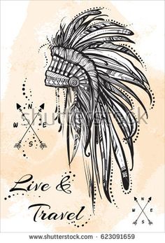 Tattoo Art Prints, Compass Art, Cowgirl Tattoos, Indian Feathers, Indian Tattoo