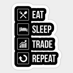 the eat sleep code repeat sticker is shown in black and white on a white background