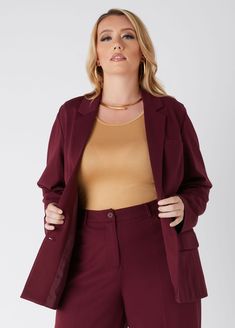 Bring your #bosslife energy with you everywhere you go in our button blazer designed for flexible ponte easy to wear with our range of separates or over any of your collection of looks. Plus Size Set, Plus Size Jacket, Plus Size Blazer, Blazer Designs, Trendy Chic, Midi Skirt Pencil, Ashley Stewart, Blazer Buttons, New Model