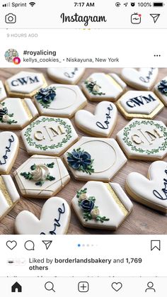 cookies decorated with royal icing are displayed on the instagram page for this post