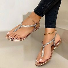 Category:Sandals; Upper Materials:Microfiber,PU; Season:Summer; Heel Type:Flat Heel; Actual Heel Height:3.15; Gender:Women's; Size Suggestion:select one size larger than usual; Toe Shape:Open Toe; Type:Flat Sandals; Style:Minimalism,Casual; Heel Height(inch):<1; Outsole Materials:TPR; Occasion:Beach,Daily; Closure Type:Loafer; Shipping Weight:0.245; Listing Date:05/29/2020; 2023 Trends:Sparkly Sandals,Flip-Flops,Flat Sandals,Boho Bohemia Beach; Foot Length:; Size chart date source:Provided by Su Plastic Sandals, Trendy Beach, Rhinestone Flats, Sandals Casual, Outdoor Slippers, Rhinestone Sandals, Jelly Sandals